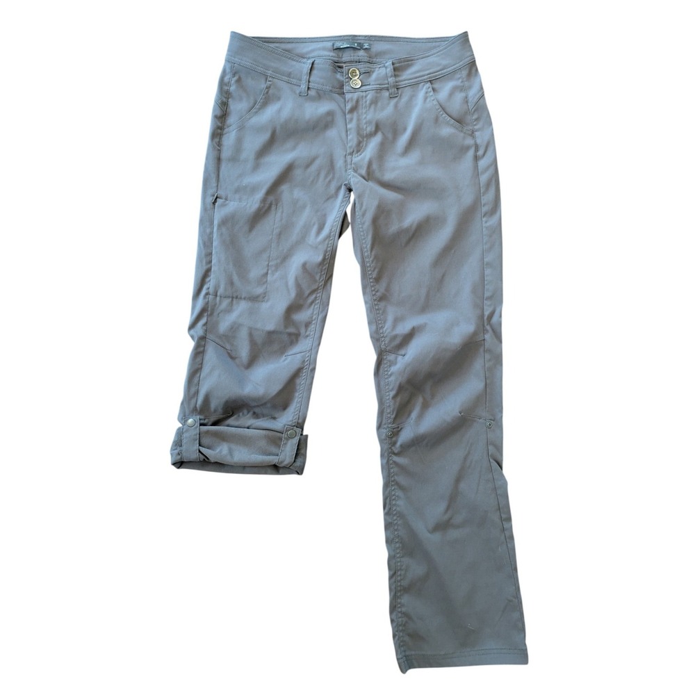PrAna Halle Convertible Hiking Pants Gray Roll Up Capri Womens 8 Regular Outdoor
